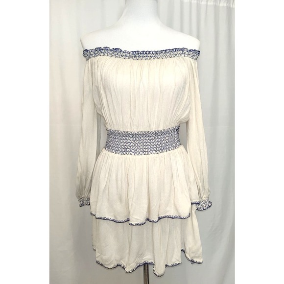 Urban Outfitters Saffron Skies Off The Shoulder Dress Gauzy Blouson Size XS - Picture 11 of 11